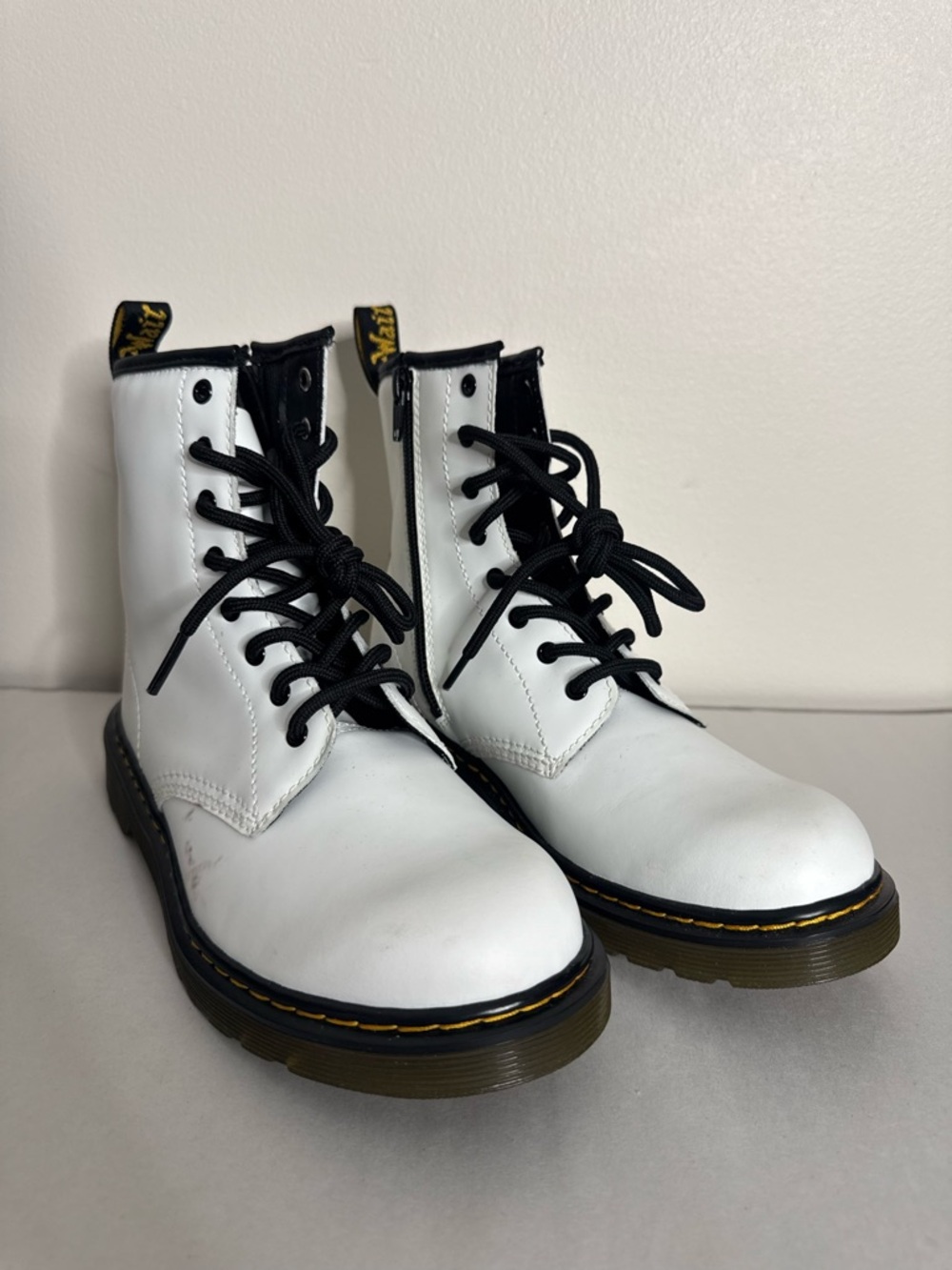 Dr. Martens 1460 White Leather Combat Lace-up Boots 6